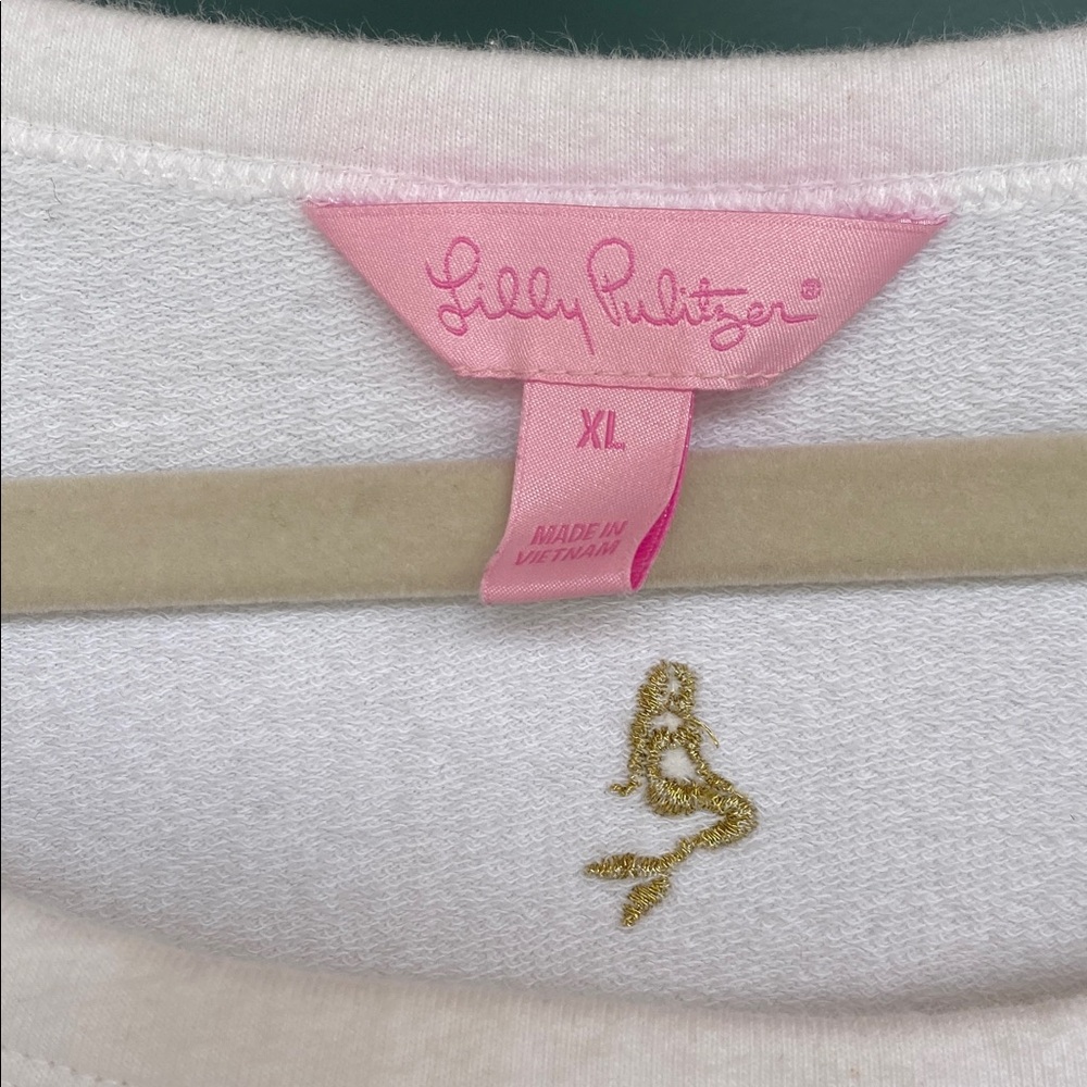 Lilly Pulitzer white Sweatshirt with Gold mermaid Embroidered Motifs - Picture 3 of 7
